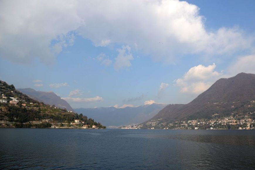 A general view of Argegno, filming location for the movie House of Gucci on March 12, 2021 in Como