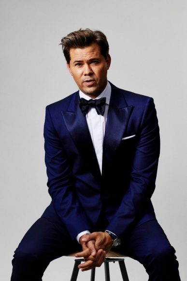 Andrew Rannells is seen in his award show look for the 93rd Annual Academy Awards on April 25, 2021 in Los Angeles