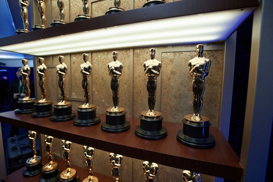 A view of the Oscar statuettes backstage during the 93rd Annual Academy Awards at Union Station on April 25, 2021 in Los Angeles