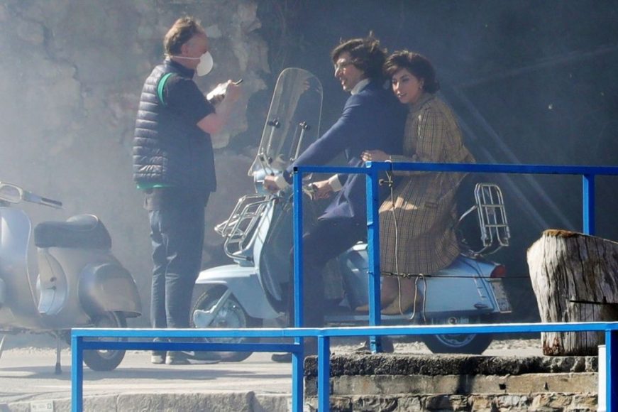COMO, ITALY - MARCH 18: Lady Gaga and Adam Driver are seen filming 'House of Gucci' on March 18, 2021 in Como, Italy. (Photo by Vittorio Zunino Celotto/GC Images )
