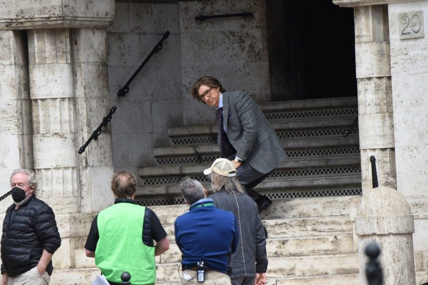 Adam Driver on the set of The House of Gucci on April 15, 2021 in Rome