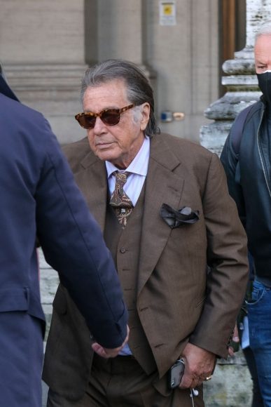 Al Pacino seen on the set of The House of Gucci on March 29, 2021 in Rome
