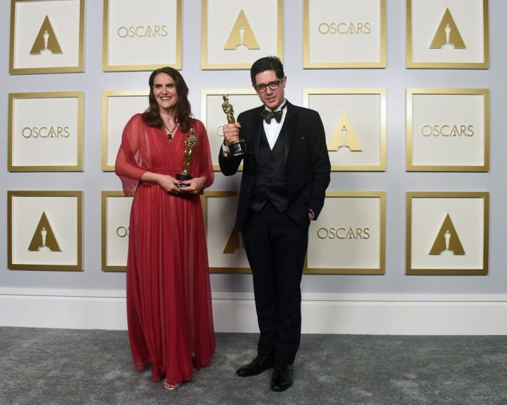 Alice Doyard, Anthony Giacchino in ABC's Coverage Of The 93rd Annual Academy Awards