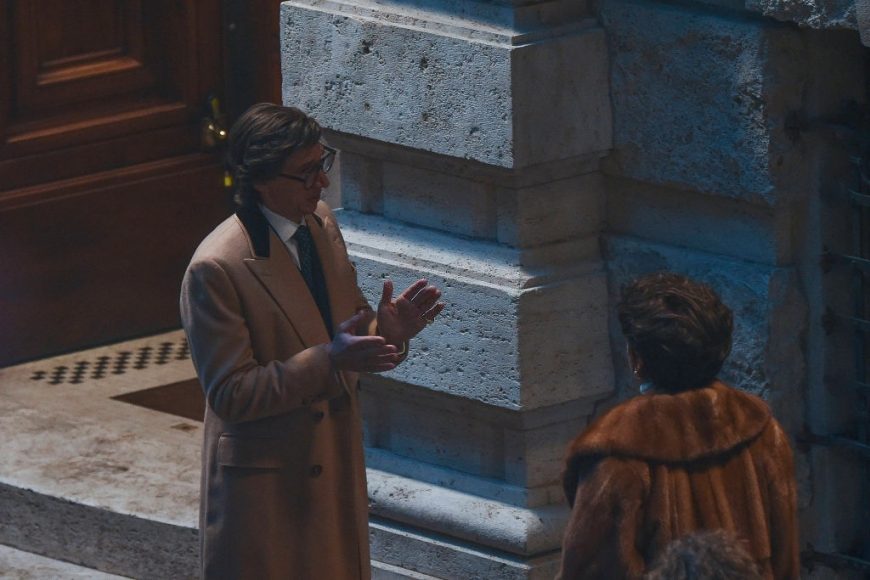 Lady Gaga & Adam Driver are seen on the set of House of Gucci, April 16, 2021, in Rome