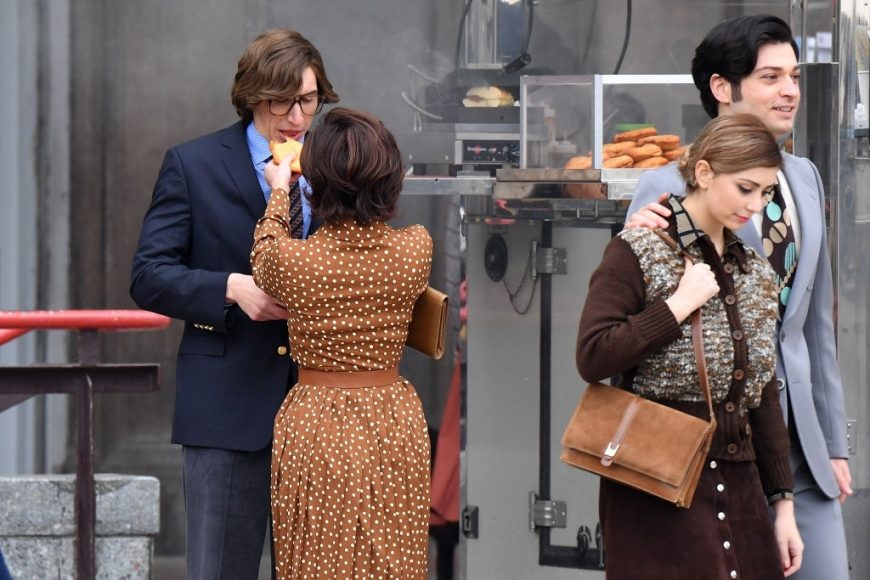 Lady Gaga and Adam Driver taste Luini's panzerotti during their lunch break on the set of the film Hous