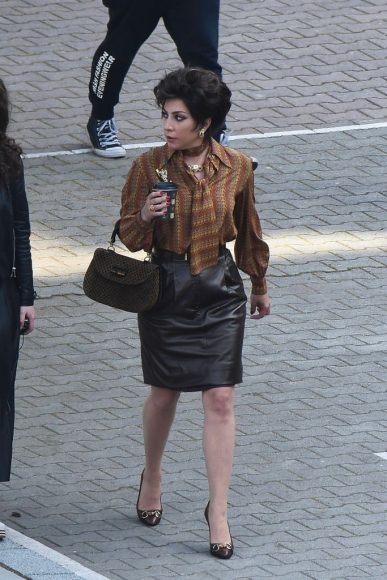Lady Gaga is seen on the set of House of Gucci on April 2, 2021 in Rome