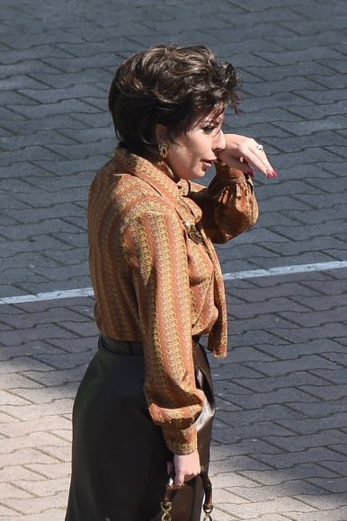 Lady Gaga seen on the set of House of Gucci on April 2, 2021 in Rome