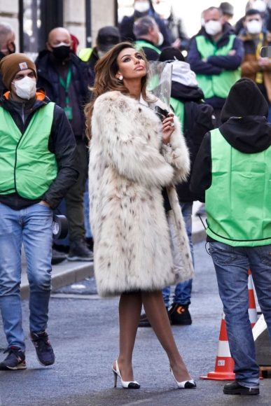 Madalina Ghenea is seen filming 'House of Gucci' on March 22, 2021 in Rome