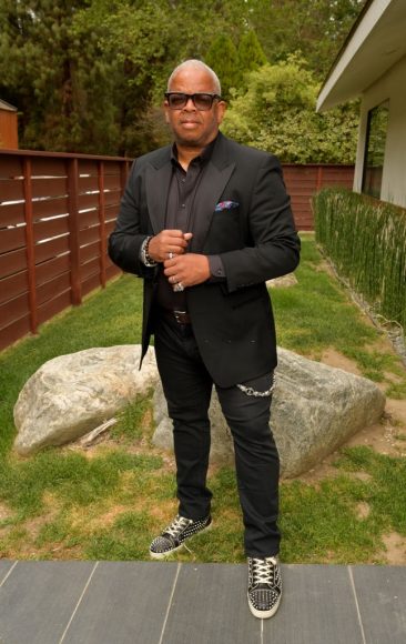 Oscar-nominated composer Terence Blanchard is seen in his award show look on April 25, 2021 in Los Angeles