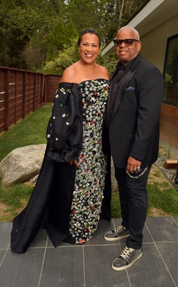 Oscar nominee Terence Blanchard and his wife Robin Burgess seen in their award show look for the 93rd Annual Academy Awards on April 25, 2021 in Los Angeles