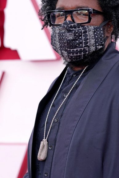 Questlove, mask detail, in the ABC's Coverage Of The 93rd Annual Academy Awards - Red Carpet