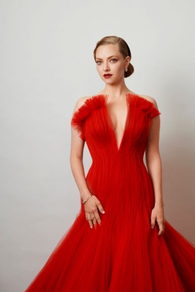 Actress Amanda Seyfried is photographed in his award show look for the 93rd Annual Academy Awards on April 25, 2021 in Los Angeles