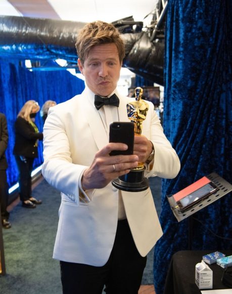 Thomas Vinterberg poses backstage with the Oscar for International Feature Film during the 93rd Annual Academy Awards at Union Station on April 25, 2021 in Los Angeles