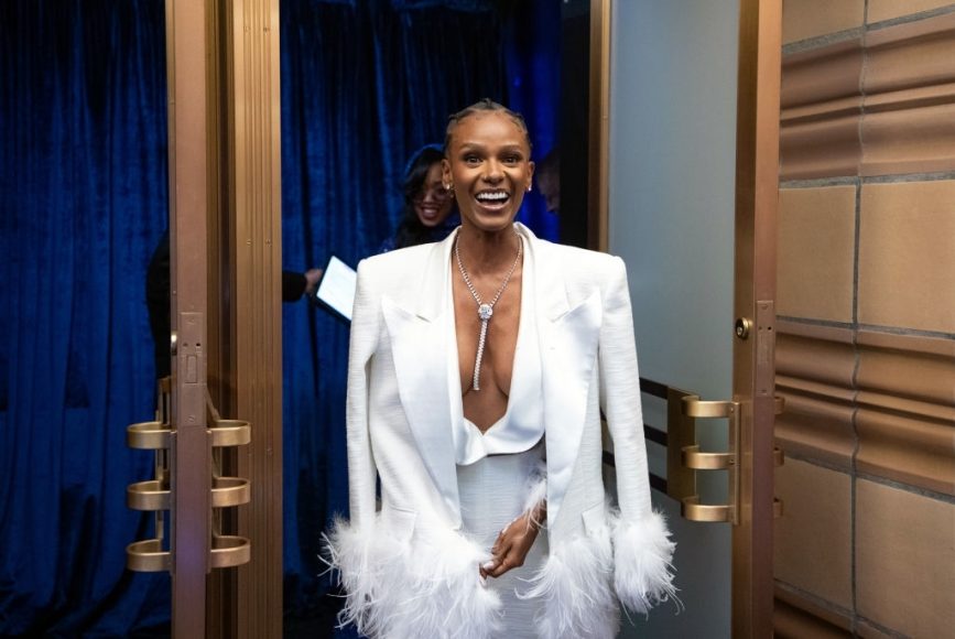 Tiara Thomas poses backstage with the Oscar® for Original Song during the 93rd Annual Academy Awards at Union Station on April 25, 2021 in Los Angeles