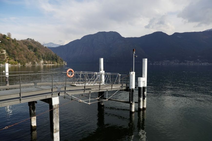 View of Tremezzina, filming location for the movie 'House of Gucci' on March 12, 2021 in Como