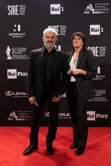 Domenico Procacci and Laura Paolucci attend the 66th David Di Donatello 2021 prize ceremony photocall on May 11, 2021 in Rome