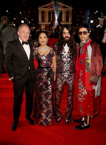 Francois-Henri Pinault, Salma Hayek, Alessandro Michele and Jared Leto attend The Fashion Awards 2016, in London