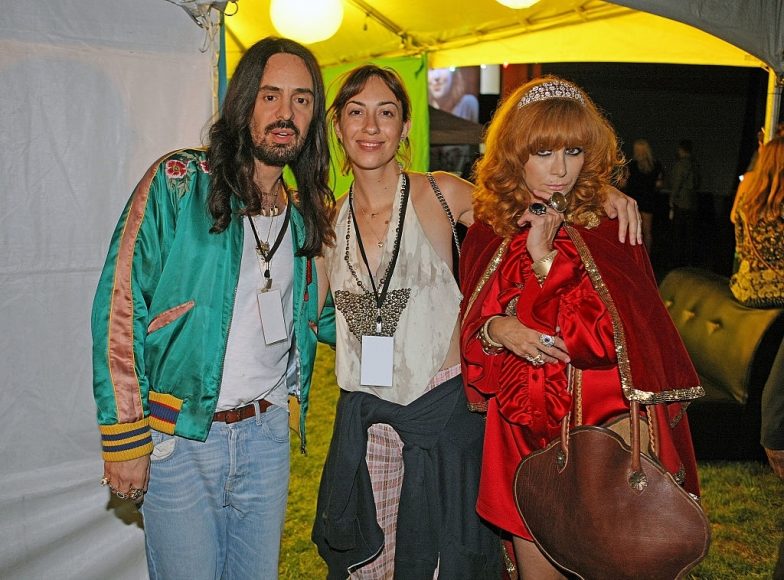 Linda Ramone with Alessandro Michele and Gia Coppola at the 2016 Johnny Ramone Tribute at Hollywood Forever