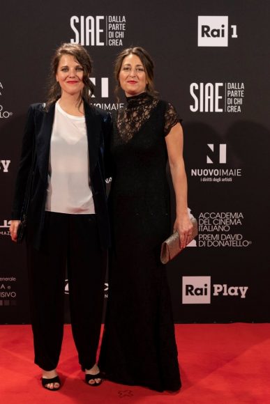 Marta Ascari and Irene Agelopolus attend the 66th David Di Donatello 2021 prize ceremony photocall on May 11, 2021 in Rome