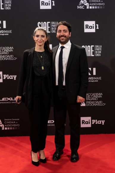 Matteo Rovere and Giulia Steigrwalt attend the 66th David Di Donatello 2021 prize ceremony photocall on May 11, 2021 in Rome
