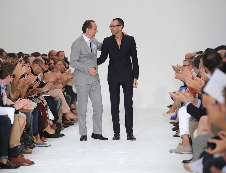 Paolo Zegna & designer Alessandro Sartori after the Z Zegna fashion show as part of Milan Fashion Week Menswear